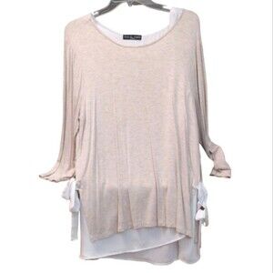 Kim& Cami fully lined Soft dressy tunic blouse side ties NWOT XL mc